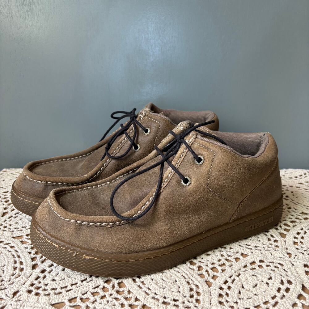 IPATH CATS Men's 9 Brown Taupe Suede Leather Skate Sneakers Shoes Indie Lace Up